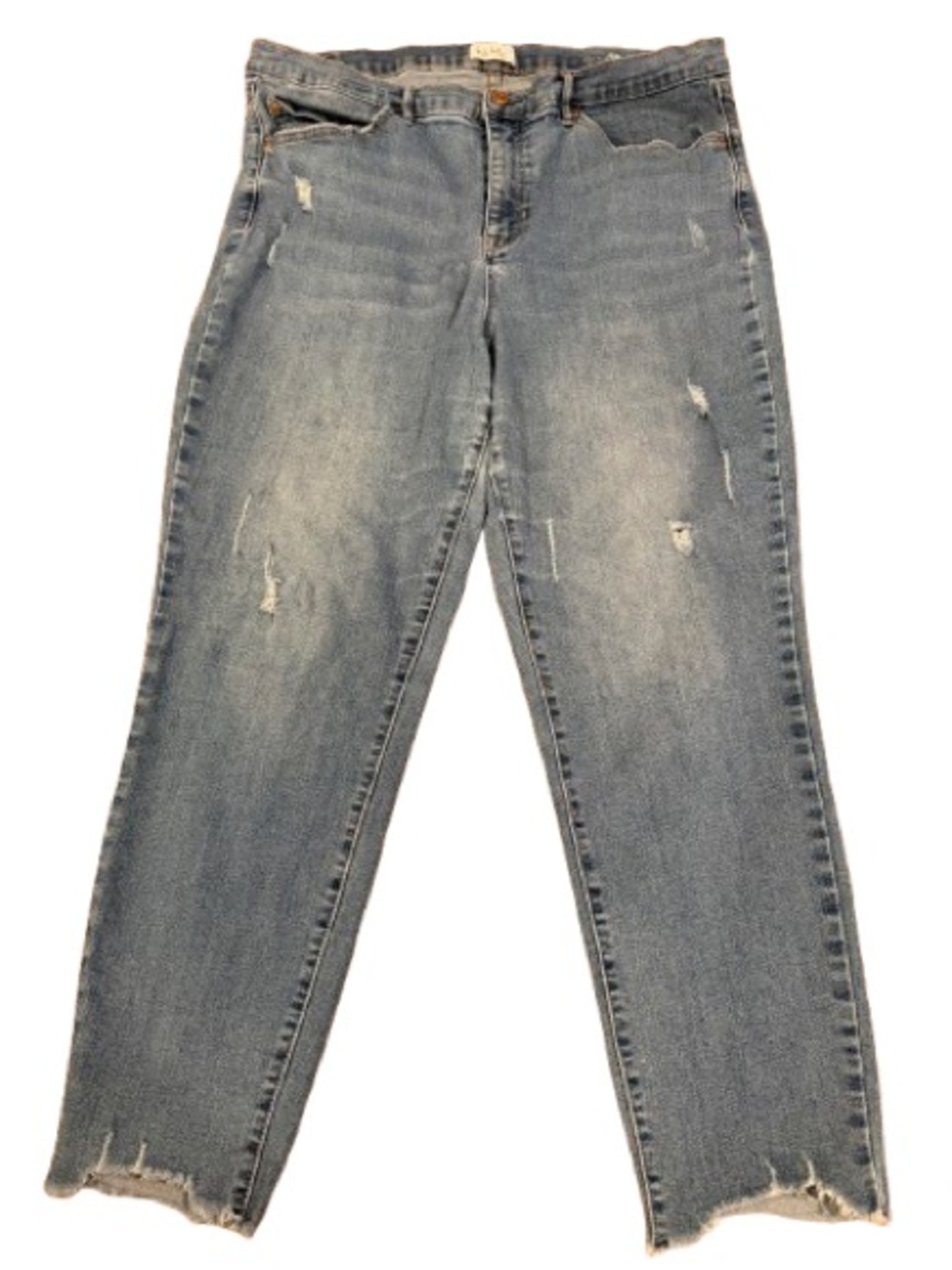 Nicole Miller Women’s Light Blue Distressed Straight-Leg Jeans Size 16
